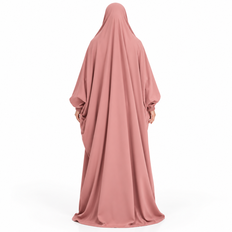 Elegant Pink Jilbab With Flowing Design-4