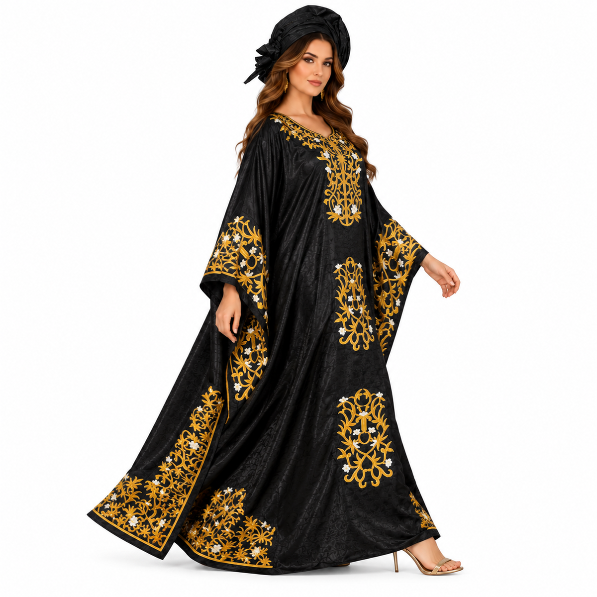 Black Gold Embroidered Luxury Women’s Kaftan-3