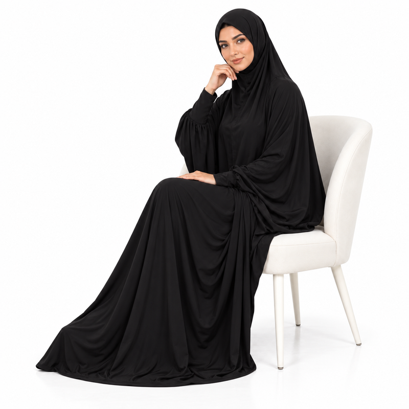 Elegant Black Full Coverage Women's Jilbab-3