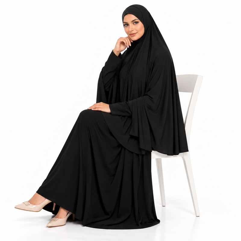 Elegant Black Women's Full Coverage Khimar-2