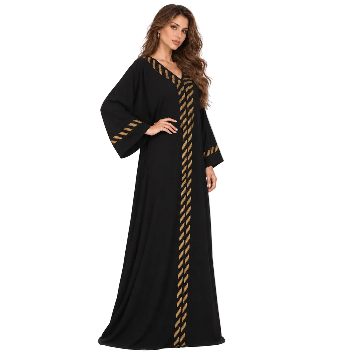 Black Gold Trim Luxury Elegant Kaftan