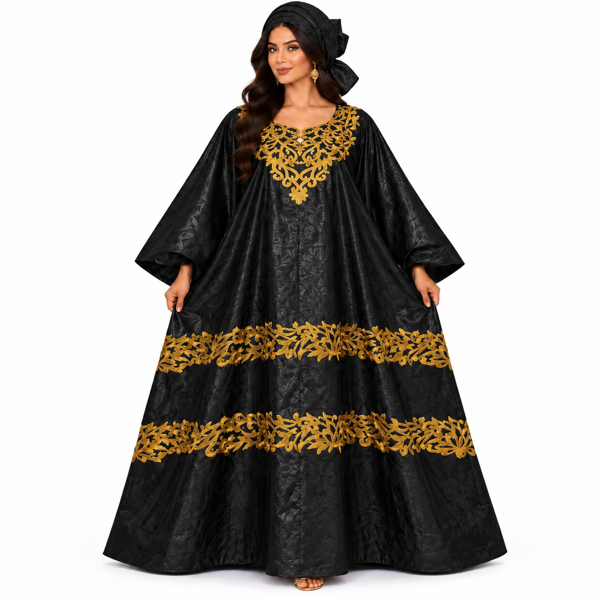 Black Gold Embroidered Luxury Kaftan-1
