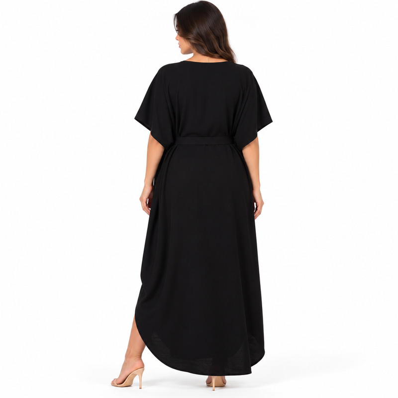 Black Kaftan With Elegant Gold Embroidery-4