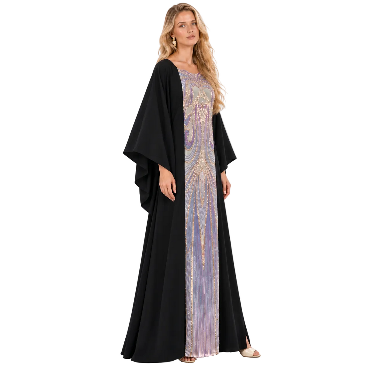 Black Lavender Embellished Luxury Gamis Kaftan-2
