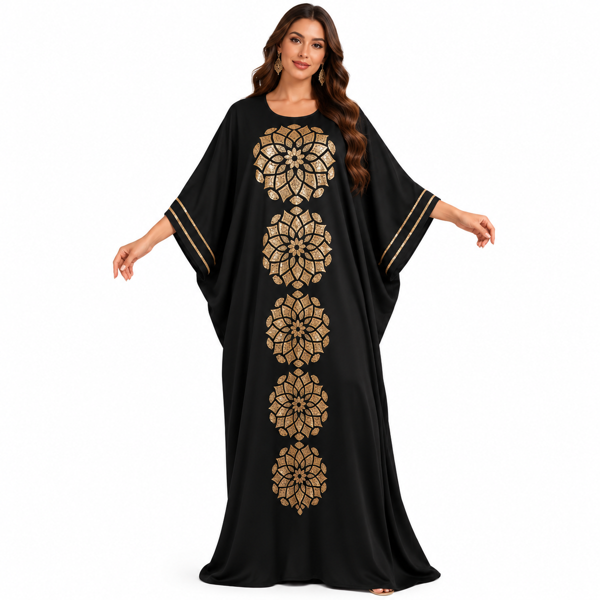 Black Gold Mandala Embellished Luxury Kaftan-1