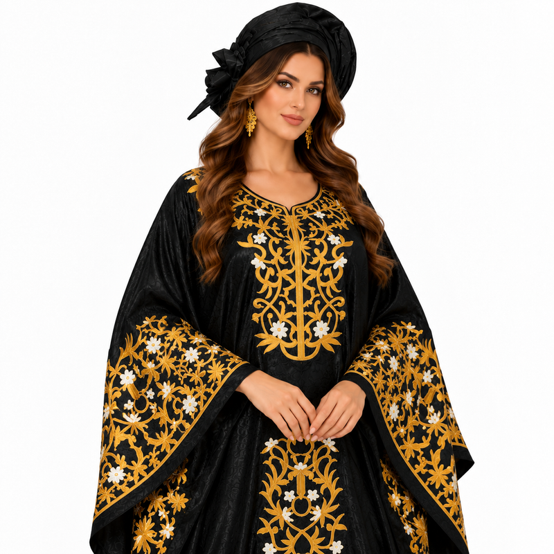 Black Gold Embroidered Luxury Women’s Kaftan-4