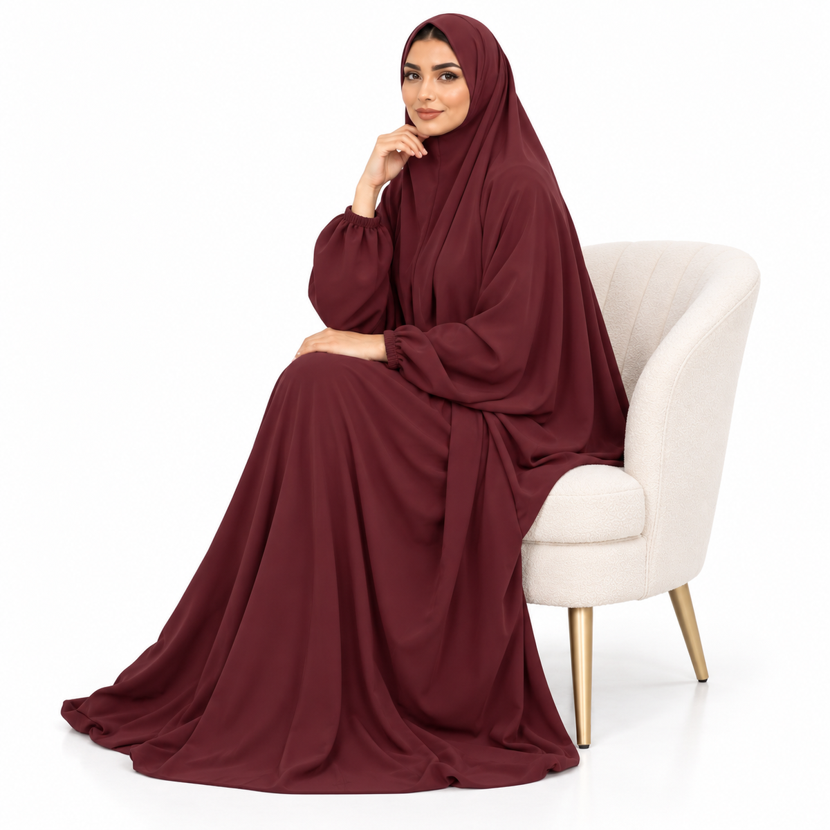 Elegant Wine Red Full Coverage Jilbab-2