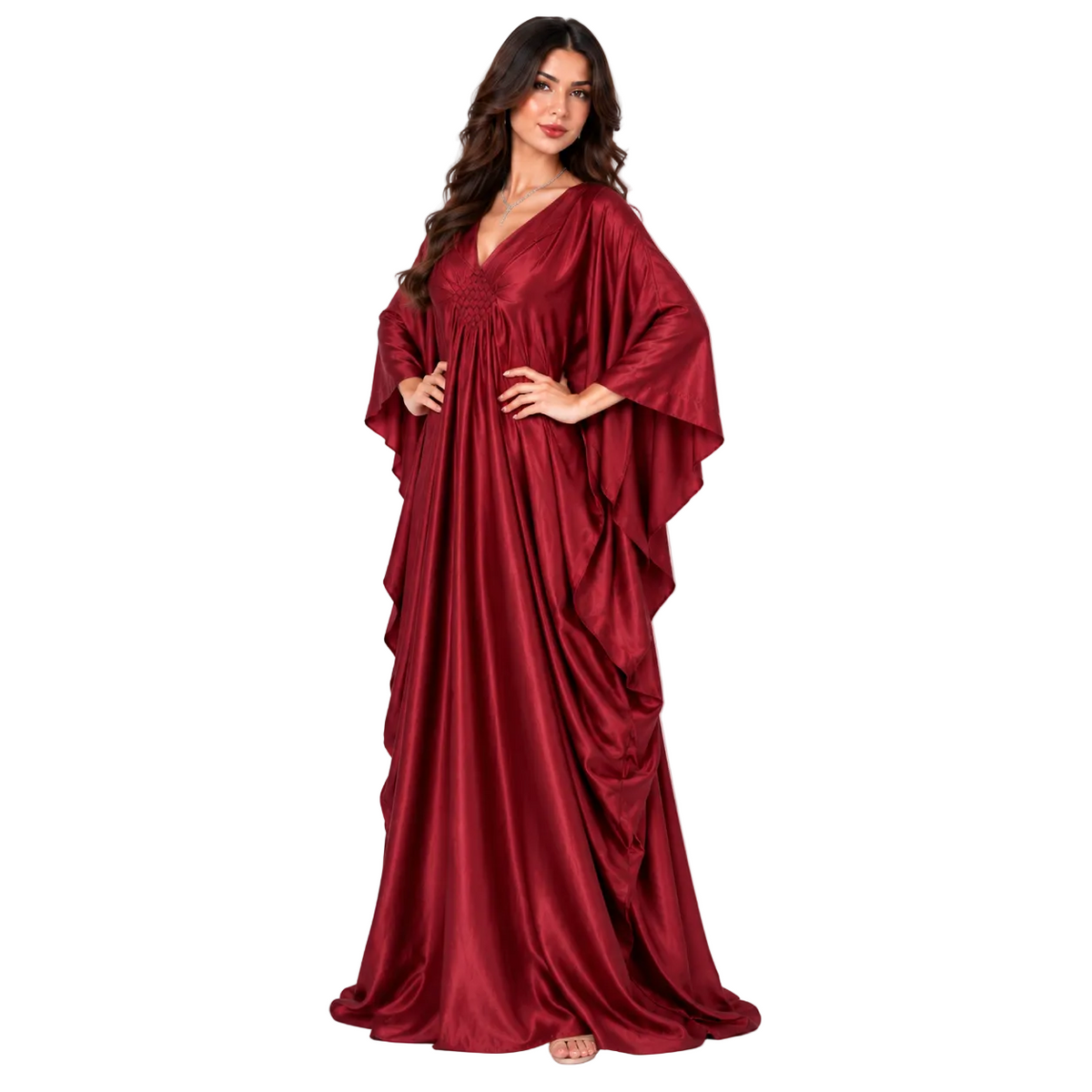 Red Satin Modern Plus Size Kaftan