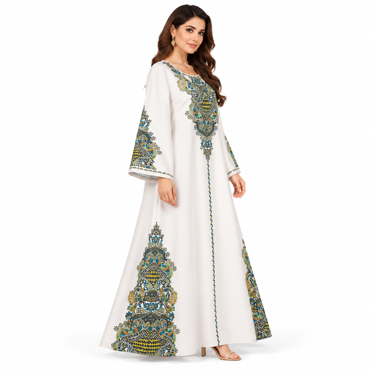 Elegant Pakistani Grey Embroidered Maxi Kaftan-2