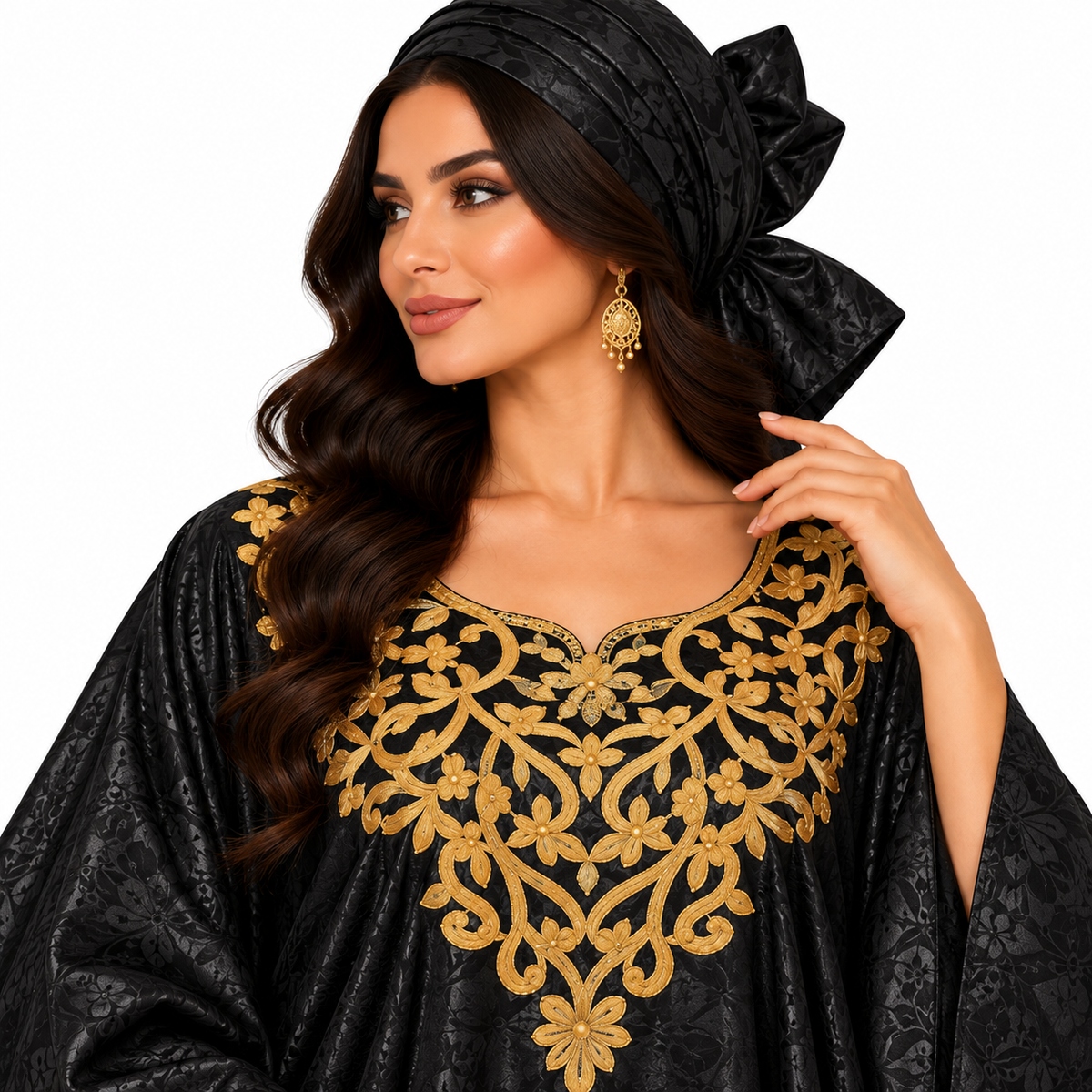 Black Gold Embroidered Luxury Kaftan-4