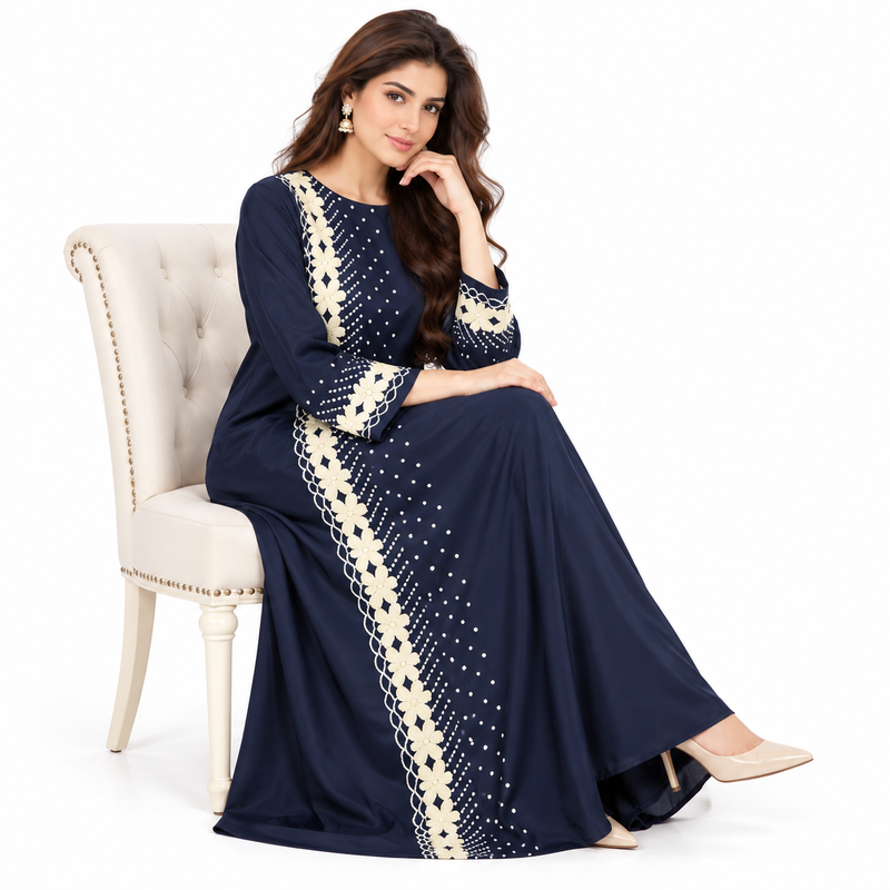 Elegant Pakistani Kaftan With Floral Embroidery-2