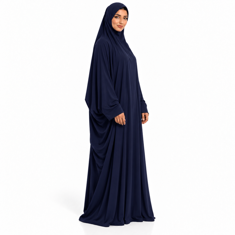 Elegant Navy Blue Women's Jilbab Dress-2