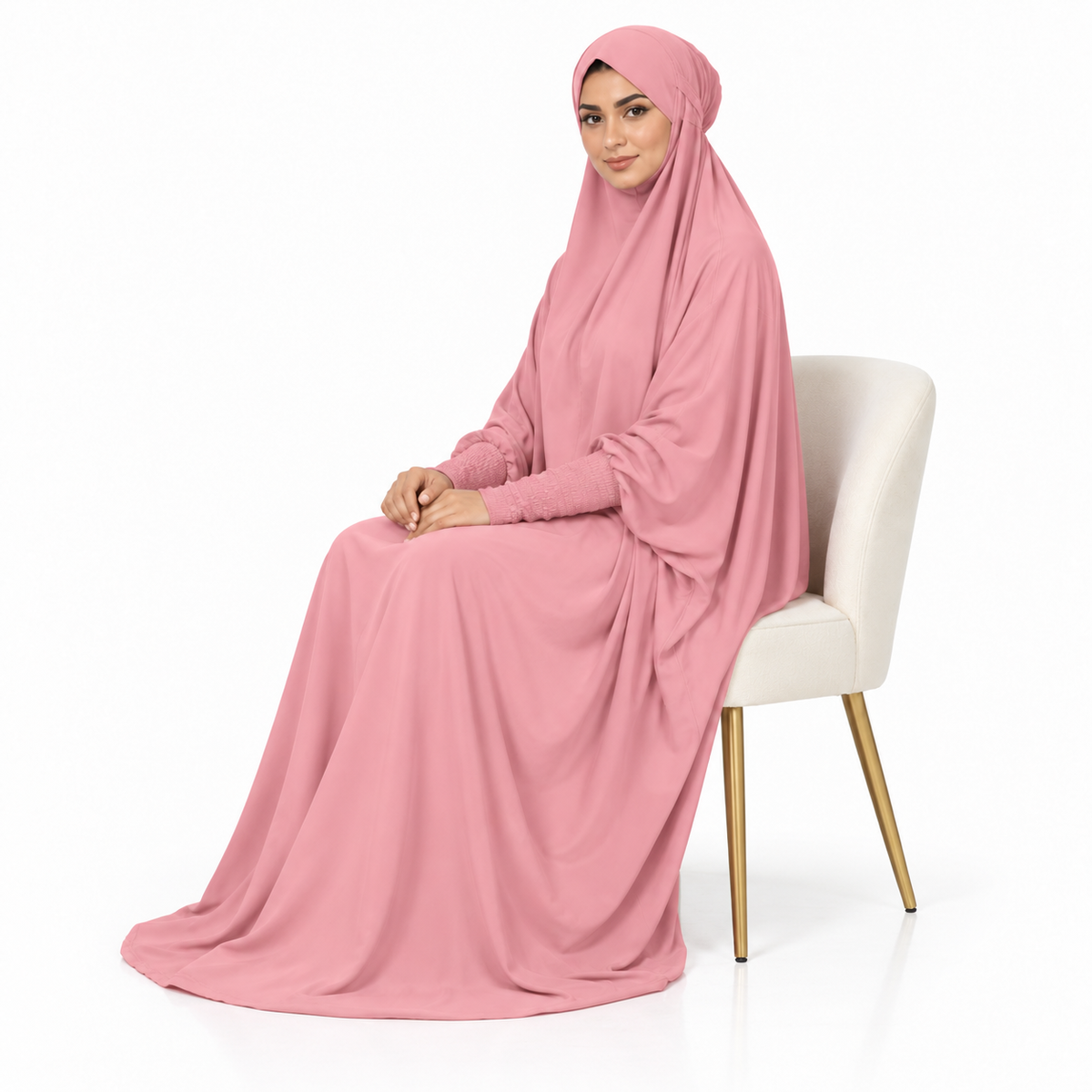 Elegant Pink Women's Loose Fitting Jilbab