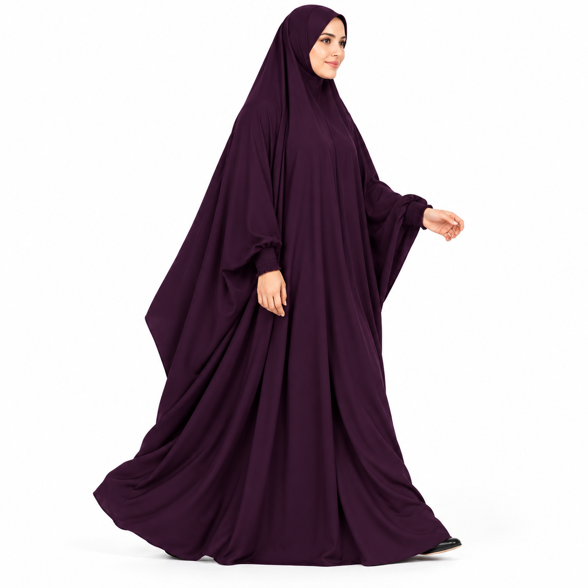 Elegant Purple Jilbab With Flowing Sleeves