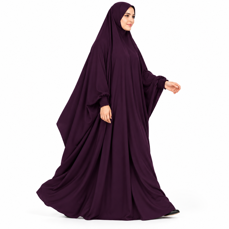 Elegant Purple Jilbab With Flowing Sleeves-2