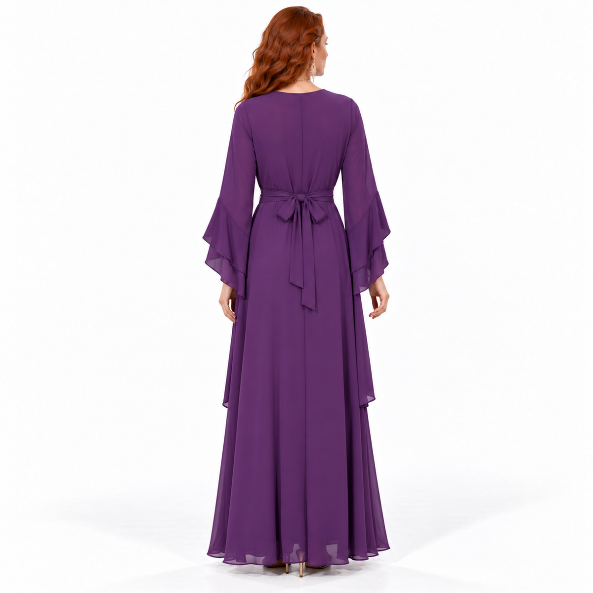 Elegant Purple Floral Embroidered Kaftan Lebaran-4