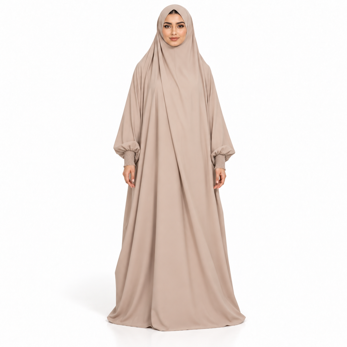 Elegant Khaki Jilbab With Flowing Design