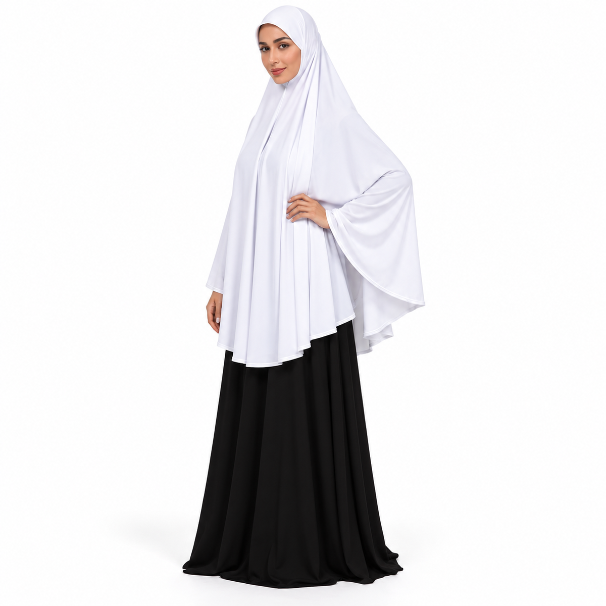 Elegant White Full Coverage Women's Khimar-2