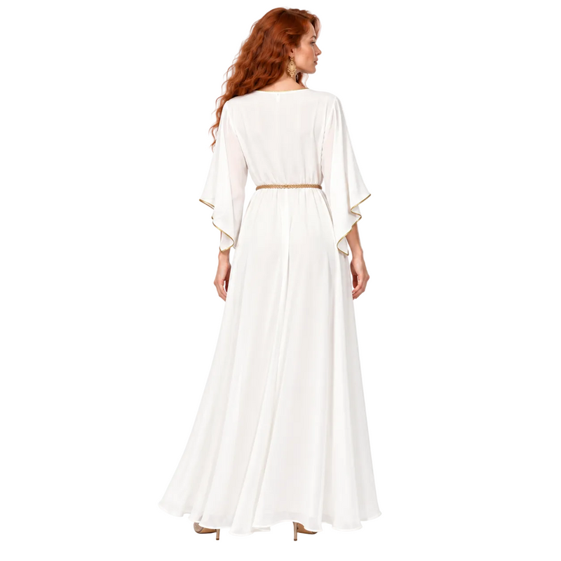 White Gold Embroidered Elegant Lebaran Kaftan-4