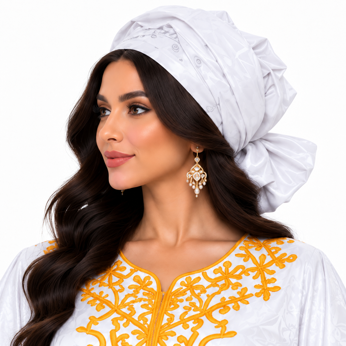White Gold Embroidered Luxury Kaftan-2