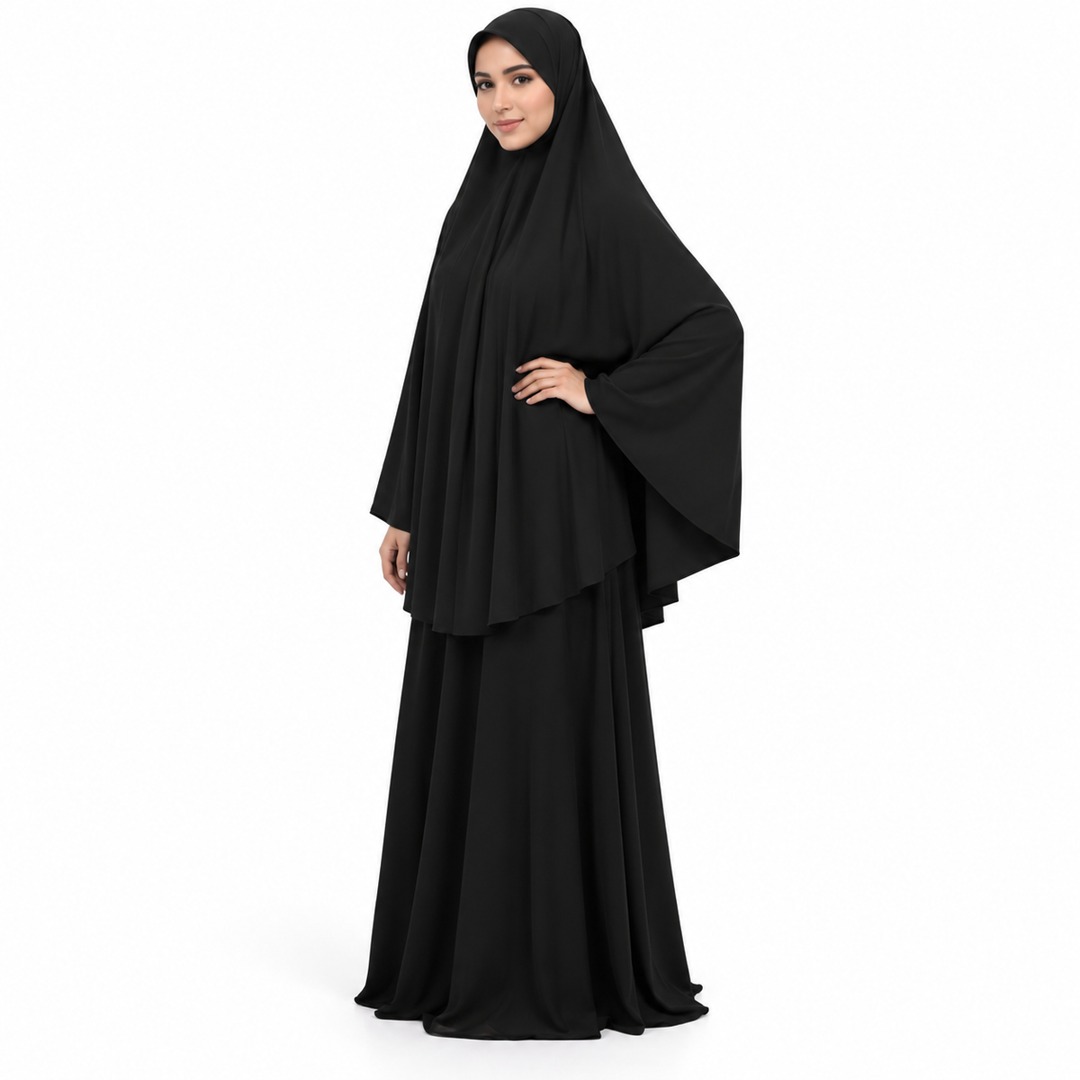 Elegant Black Full Coverage Women's Khimar-3