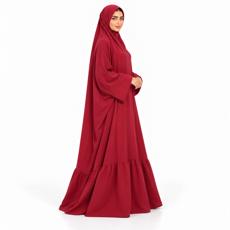 Elegant Red Full Coverage Islamic Jilbab-3