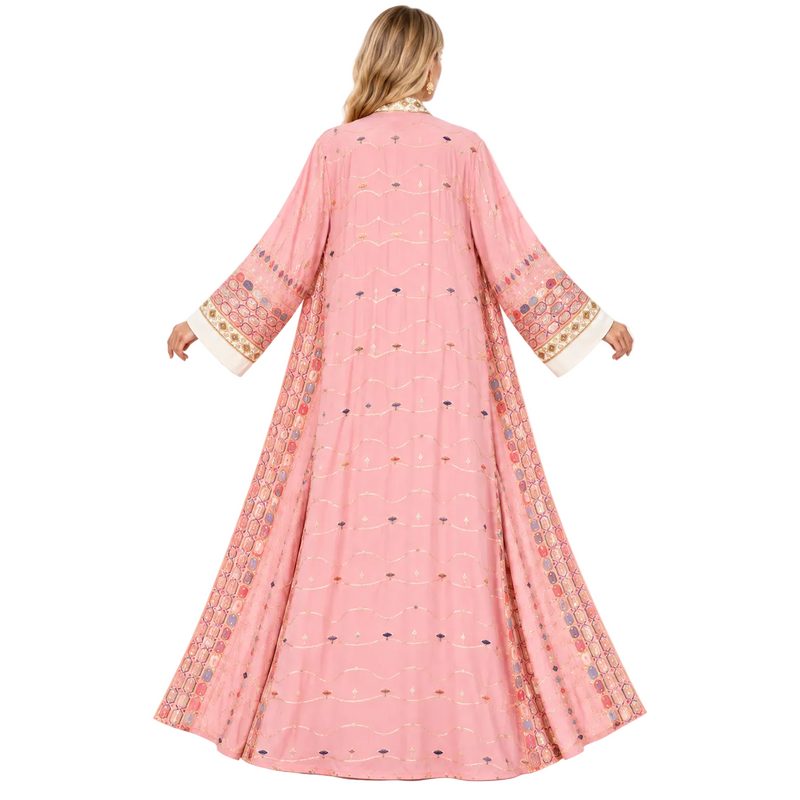 Elegant Pink Embroidered Two Piece Kaftan-4
