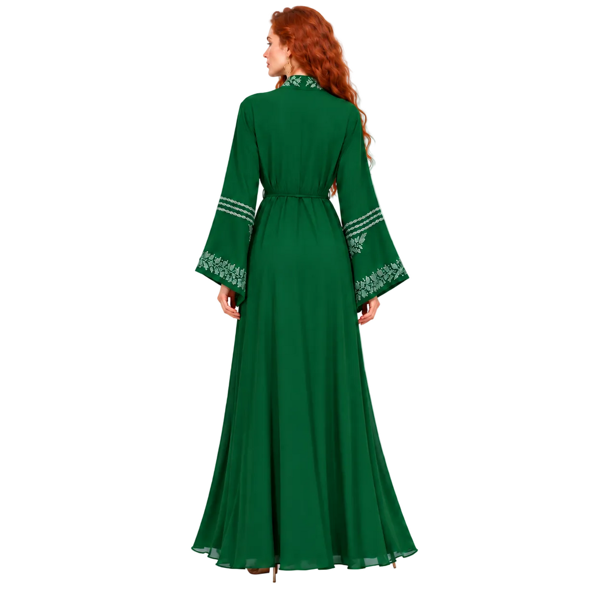 Emerald Green Embroidered Elegant Lebaran Kaftan-4