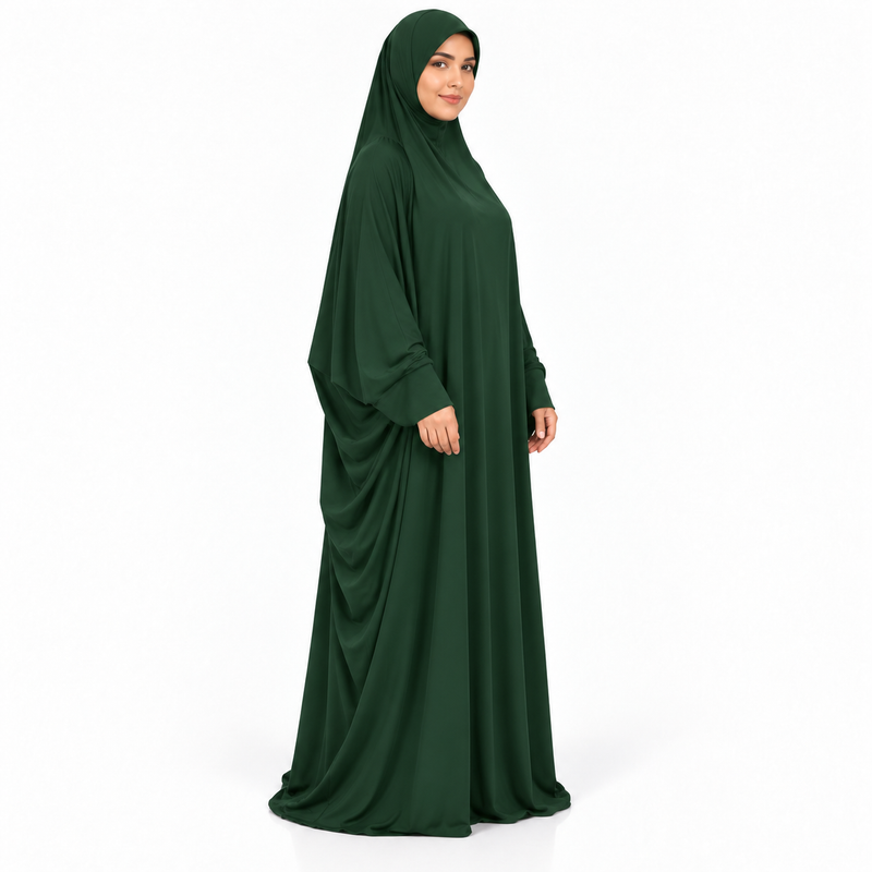 Elegant Forest Green Women's Jilbab Dress-2