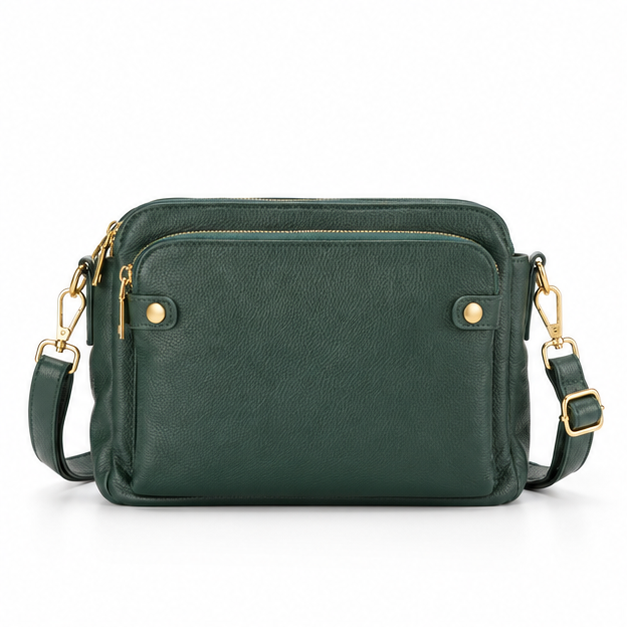 Forest Green Leather Crossbody Shoulder Bag-4
