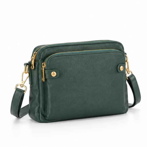 Forest Green Leather Crossbody Shoulder Bag-1