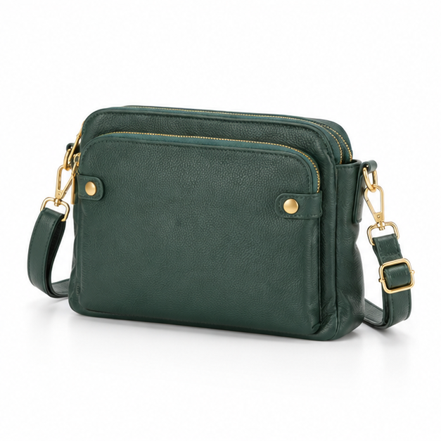 Forest Green Leather Crossbody Shoulder Bag-3