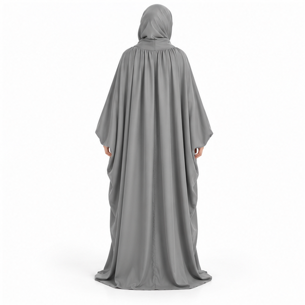 Elegant Grey Loose Fit Women's Jilbab-4