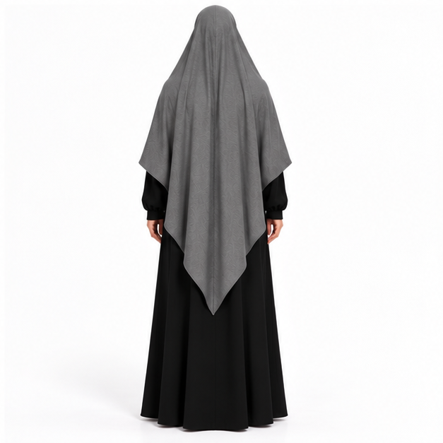 Elegant Grey Full Coverage Women's Khimar-4