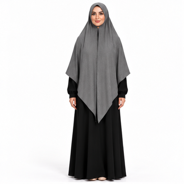 Elegant Grey Full Coverage Women's Khimar-1