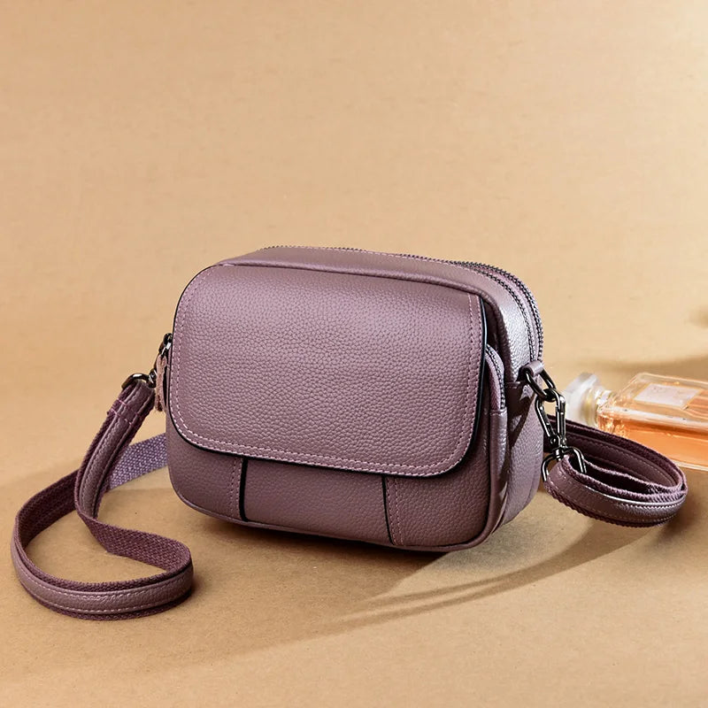 Genuine Leather Women's Casual Fashion Bag Women Messenger Bag Small Shoulder Bag Crossbody Bags for Real Cowhide Women Handbags-5