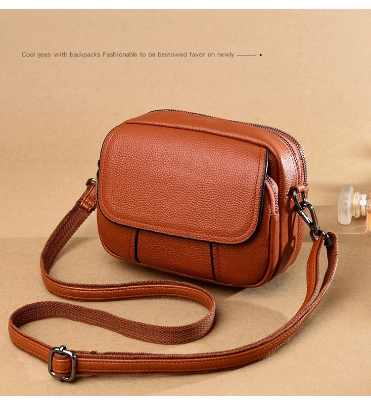 Genuine Leather Women's Casual Fashion Bag Women Messenger Bag Small Shoulder Bag Crossbody Bags for Real Cowhide Women Handbags-11