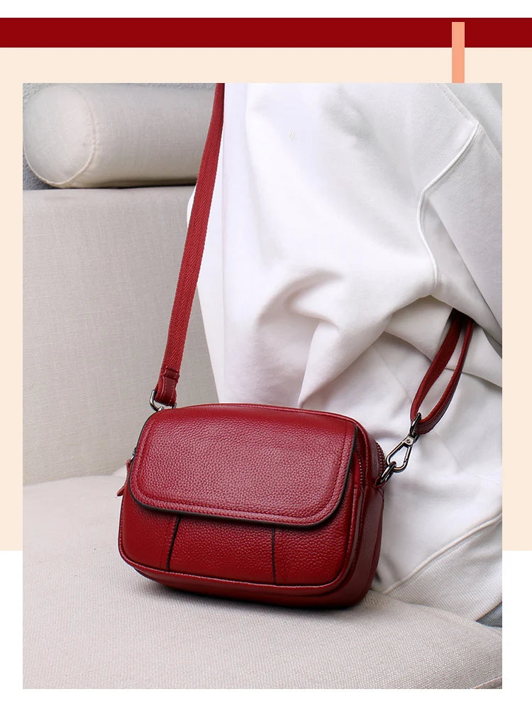 Genuine Leather Women's Casual Fashion Bag Women Messenger Bag Small Shoulder Bag Crossbody Bags for Real Cowhide Women Handbags-13