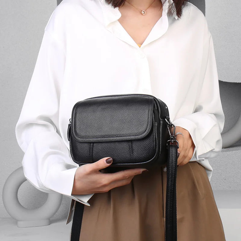 Genuine Leather Women's Casual Fashion Bag Women Messenger Bag Small Shoulder Bag Crossbody Bags for Real Cowhide Women Handbags-24