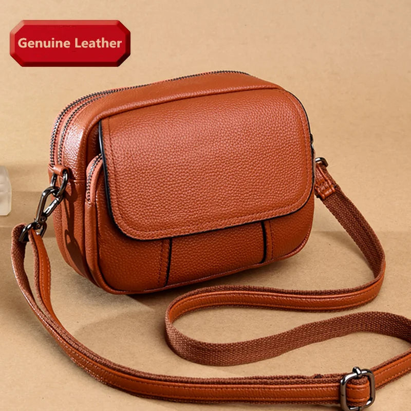Genuine Leather Women's Casual Fashion Bag Women Messenger Bag Small Shoulder Bag Crossbody Bags for Real Cowhide Women Handbags-1