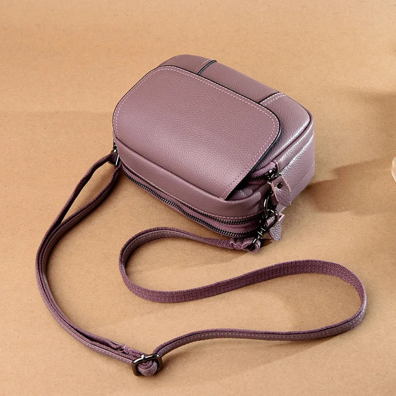 Genuine Leather Women's Casual Fashion Bag Women Messenger Bag Small Shoulder Bag Crossbody Bags for Real Cowhide Women Handbags-15