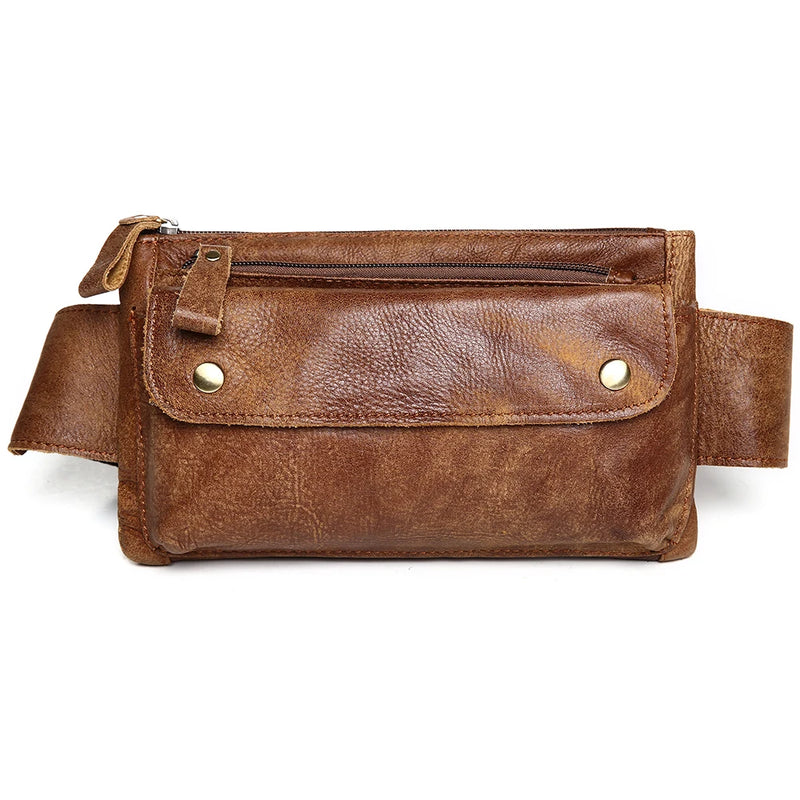 JOYIR Cow Leather Men Waist Bag Vintage Small Fanny Pack Male Belt Pouch Bag Casual Cell Phone Chest Bag for Travel Running -23