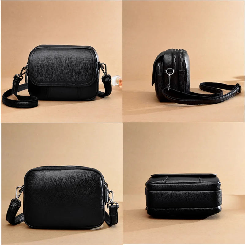 Genuine Leather Women's Casual Fashion Bag Women Messenger Bag Small Shoulder Bag Crossbody Bags for Real Cowhide Women Handbags-6