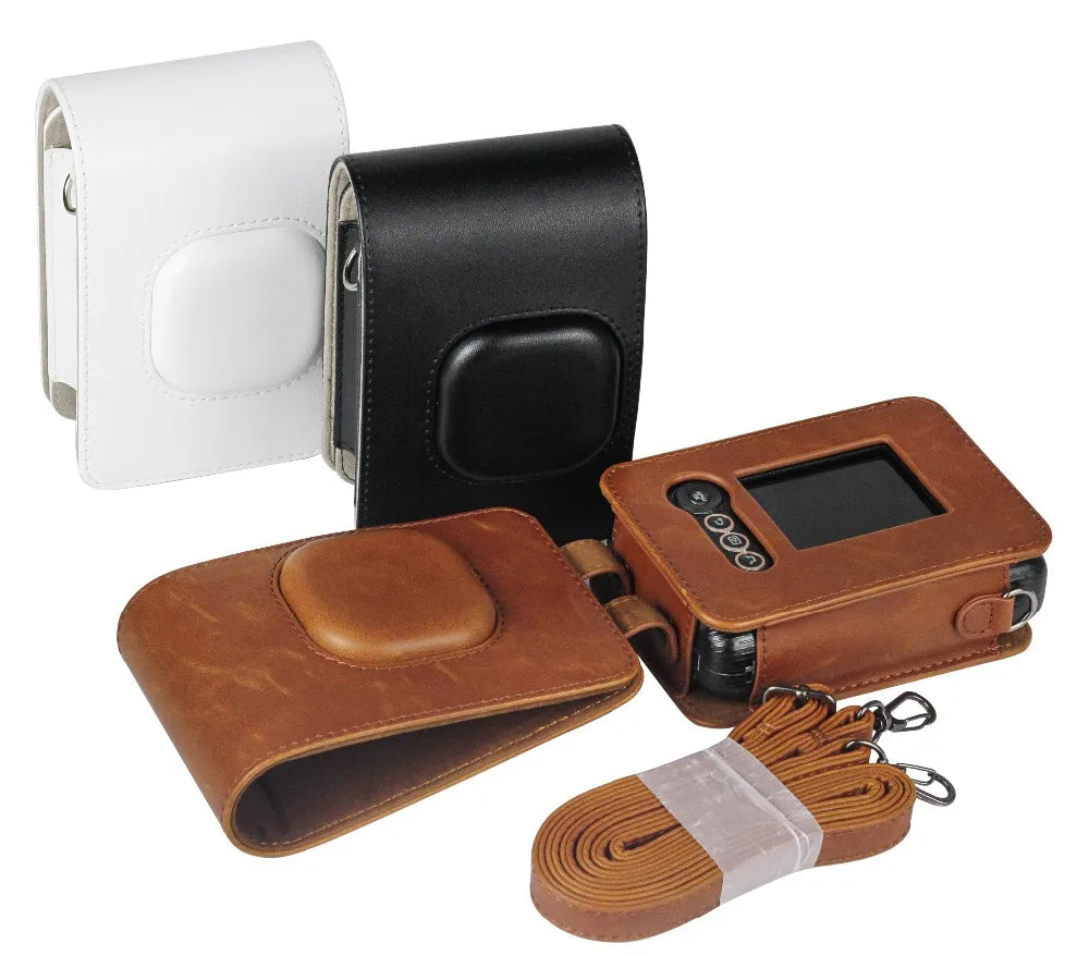 For FUJIFILM Instax Mini Liplay Hybird Instant Film Camera Retro PU Leather Case Carry Shoulder Bag Black Brown White-12