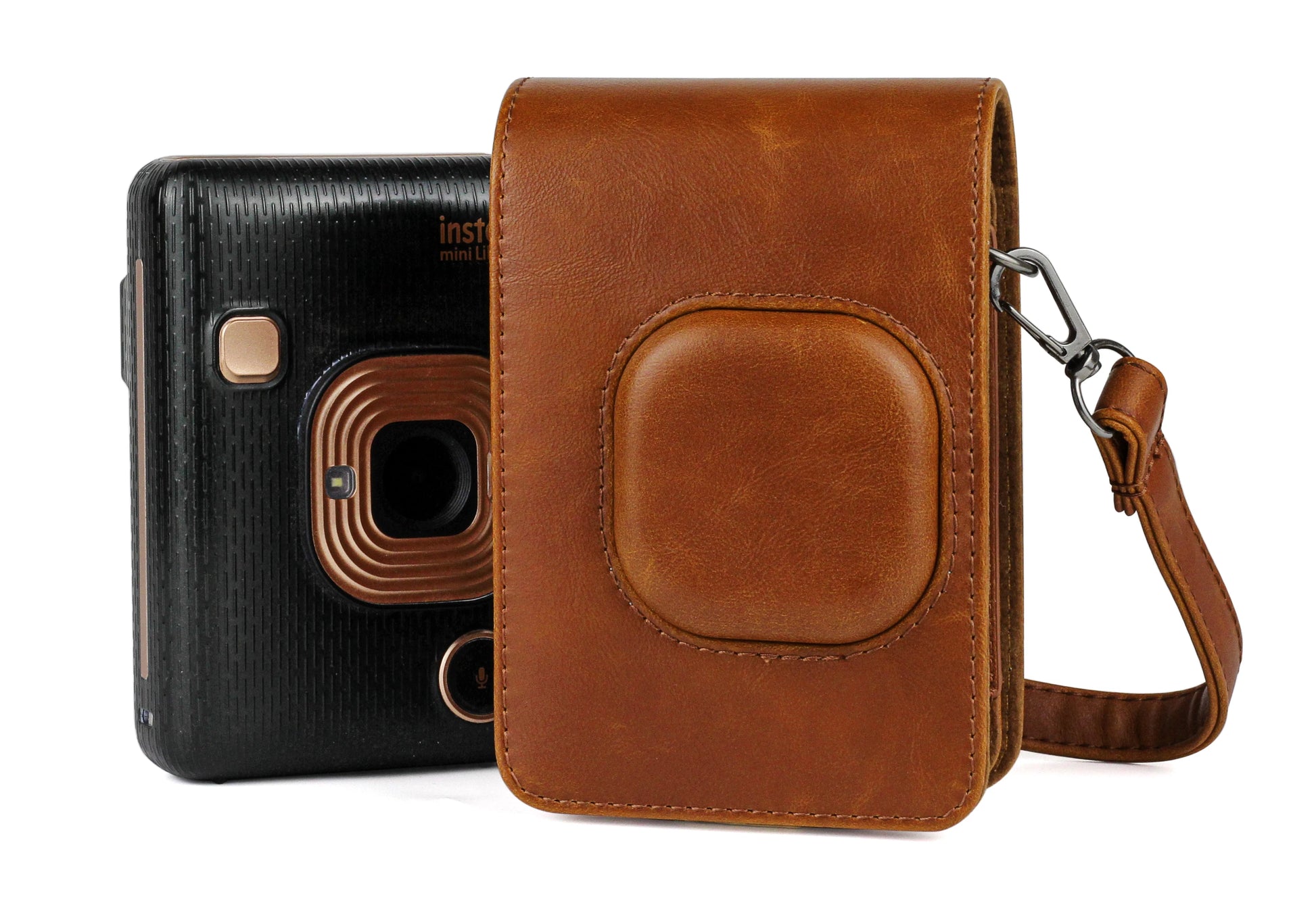For FUJIFILM Instax Mini Liplay Hybird Instant Film Camera Retro PU Leather Case Carry Shoulder Bag Black Brown White-3