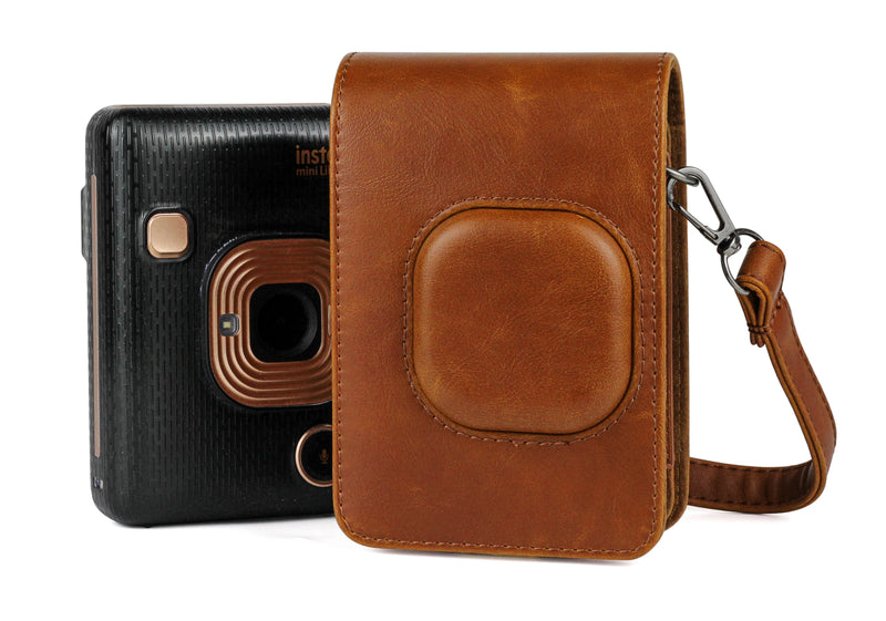 For FUJIFILM Instax Mini Liplay Hybird Instant Film Camera Retro PU Leather Case Carry Shoulder Bag Black Brown White-3