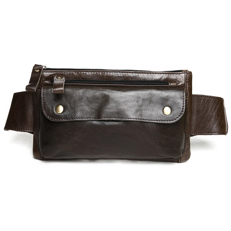 JOYIR Cow Leather Men Waist Bag Vintage Small Fanny Pack Male Belt Pouch Bag Casual Cell Phone Chest Bag for Travel Running -25