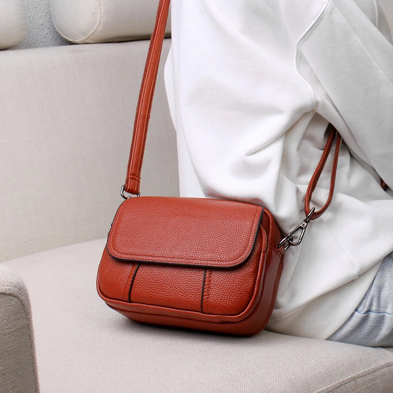 Genuine Leather Women's Casual Fashion Bag Women Messenger Bag Small Shoulder Bag Crossbody Bags for Real Cowhide Women Handbags-22