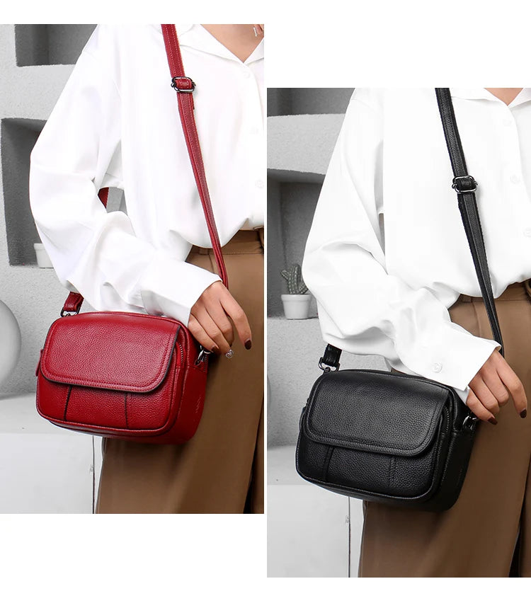 Genuine Leather Women's Casual Fashion Bag Women Messenger Bag Small Shoulder Bag Crossbody Bags for Real Cowhide Women Handbags-14