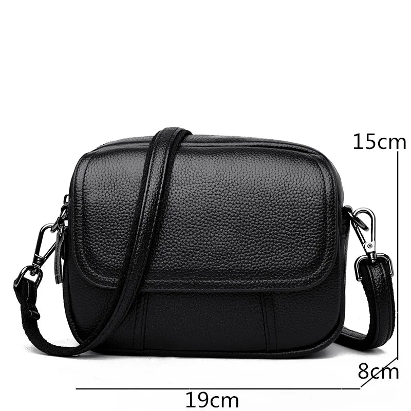 Genuine Leather Women's Casual Fashion Bag Women Messenger Bag Small Shoulder Bag Crossbody Bags for Real Cowhide Women Handbags-26